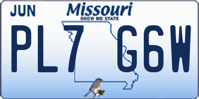 MO license plate PL7G6W