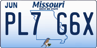 MO license plate PL7G6X