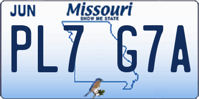 MO license plate PL7G7A