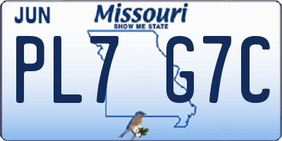 MO license plate PL7G7C