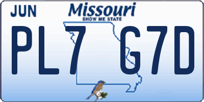 MO license plate PL7G7D