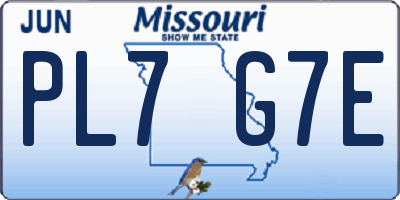 MO license plate PL7G7E