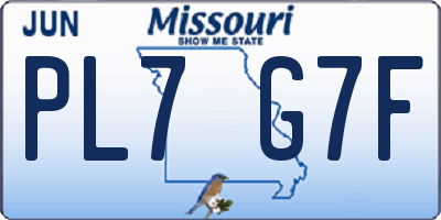 MO license plate PL7G7F