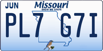 MO license plate PL7G7I