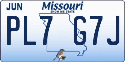 MO license plate PL7G7J