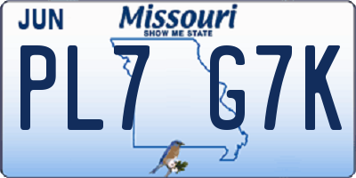 MO license plate PL7G7K
