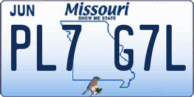 MO license plate PL7G7L