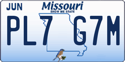 MO license plate PL7G7M