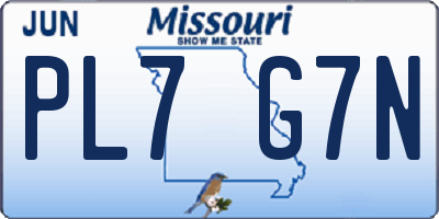 MO license plate PL7G7N