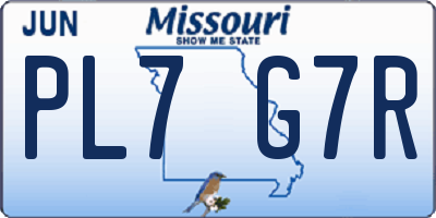 MO license plate PL7G7R