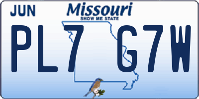 MO license plate PL7G7W