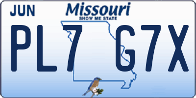 MO license plate PL7G7X