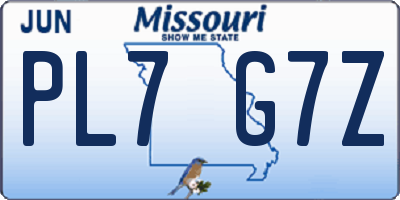 MO license plate PL7G7Z