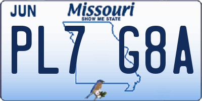 MO license plate PL7G8A