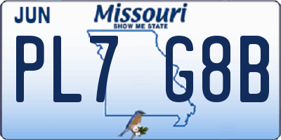MO license plate PL7G8B