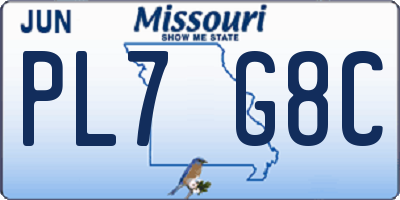 MO license plate PL7G8C