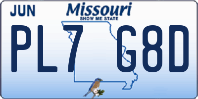 MO license plate PL7G8D