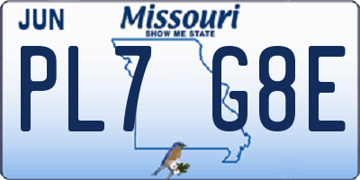 MO license plate PL7G8E