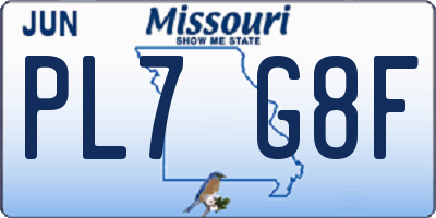 MO license plate PL7G8F