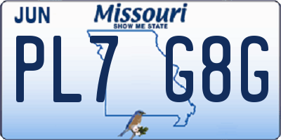 MO license plate PL7G8G