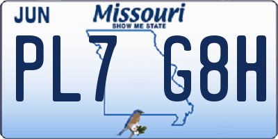 MO license plate PL7G8H