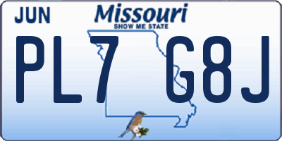 MO license plate PL7G8J