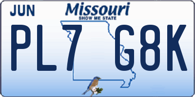 MO license plate PL7G8K