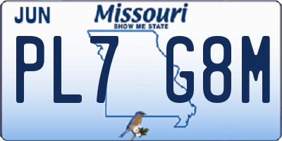 MO license plate PL7G8M
