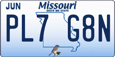 MO license plate PL7G8N