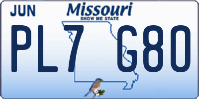 MO license plate PL7G8O