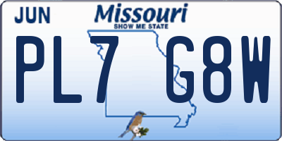 MO license plate PL7G8W