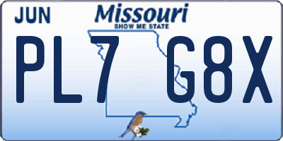 MO license plate PL7G8X