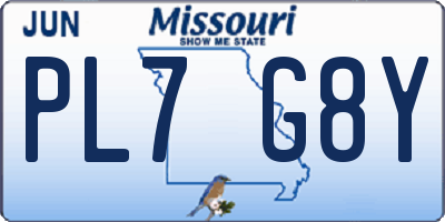 MO license plate PL7G8Y