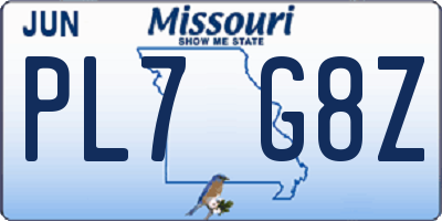 MO license plate PL7G8Z