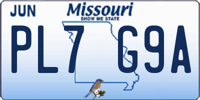 MO license plate PL7G9A