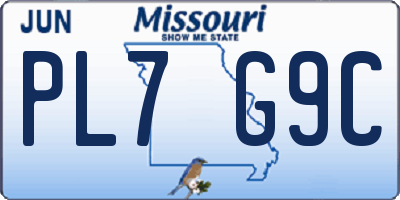 MO license plate PL7G9C