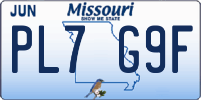 MO license plate PL7G9F