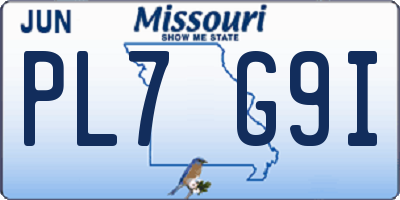 MO license plate PL7G9I
