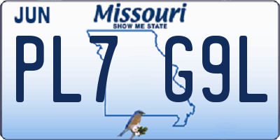 MO license plate PL7G9L