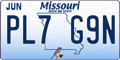 MO license plate PL7G9N