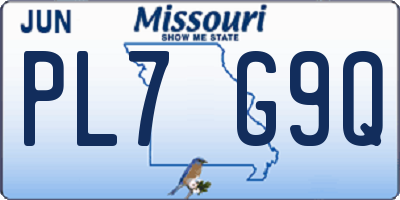 MO license plate PL7G9Q