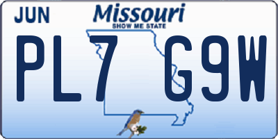 MO license plate PL7G9W