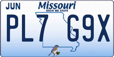 MO license plate PL7G9X