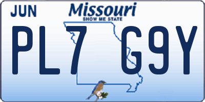 MO license plate PL7G9Y