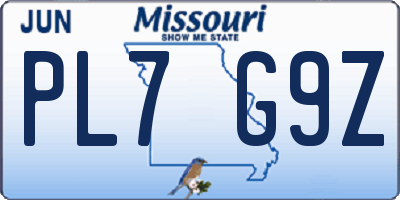 MO license plate PL7G9Z