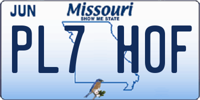 MO license plate PL7H0F