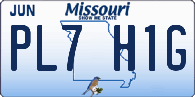 MO license plate PL7H1G