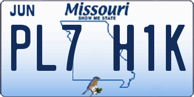 MO license plate PL7H1K