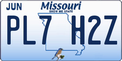 MO license plate PL7H2Z
