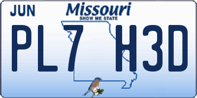 MO license plate PL7H3D